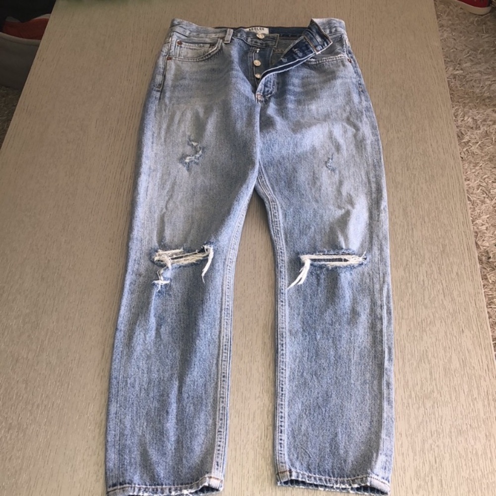 Agolde Women's  Classic High Rise Distressed Jeans Light Wash Size 25 - Picture 5 of 7